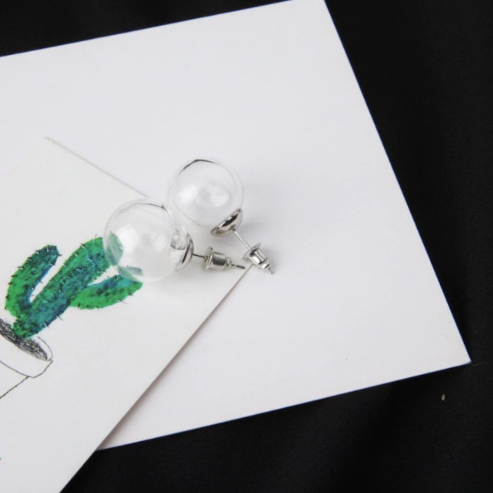 "Personal Bubble" Minimalist Transparent Earrings - Picture 6 of 6
